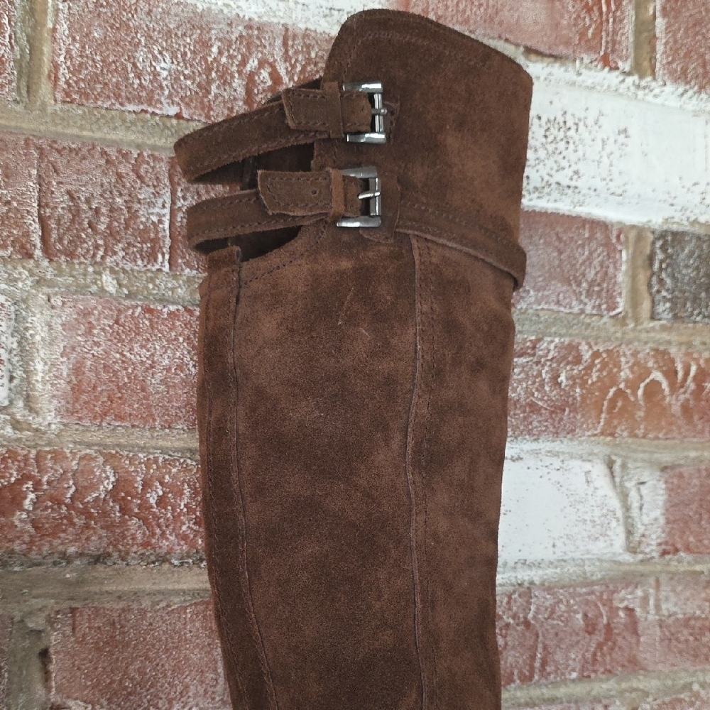 Brown Suede Knee-High Boots - Picture 13 of 16